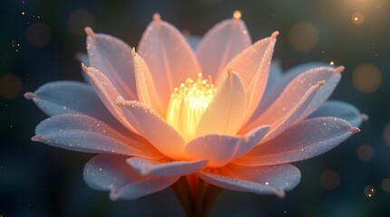 Energy-Infused 3D Blossom with Glowing Golden Core