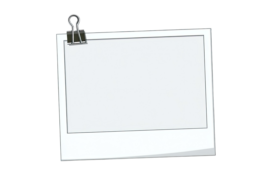 Blank instant photo frame with paperclip