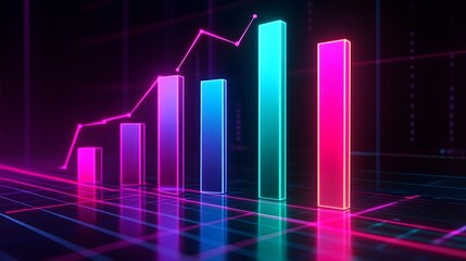 Modern Finance Chart with Colorful Bars and Line Graph Overlay