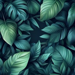 Lush Dark Tropical Leaves Background for Nature and Jungle Themes