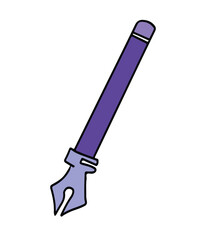 Minimalist fountain pen clipart in watercolor vector style. A charming hand-drawn illustration featuring a purple fountain pen, shown on a clean white background.