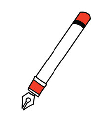Minimalist fountain pen clipart in watercolor vector style. A charming hand-drawn illustration featuring a pen, shown on a clean white background.