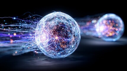 Quantum computing abstract bits with quantum computing, quantum computing surreal visualization, quantum computing particle trails