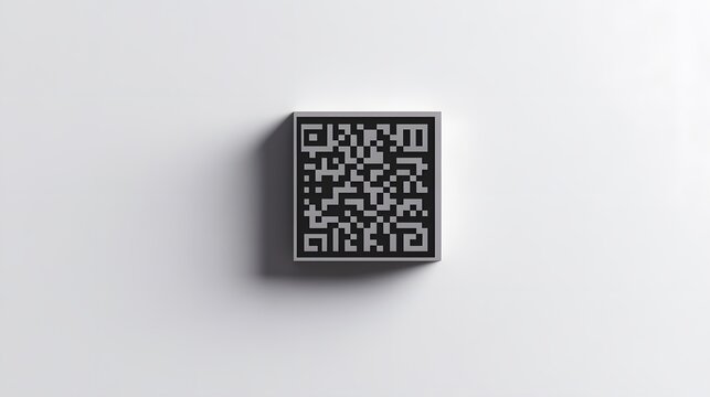 Minimalist QR Code on White Surface with Shadow and Clean Design