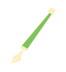 Minimalist fountain pen clipart in watercolor vector style. A charming hand-drawn illustration featuring a green and gold fountain pen, shown on a clean white background.