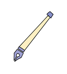 Minimalist fountain pen clipart in watercolor vector style. A charming hand-drawn illustration featuring a blue fountain pen, shown on a clean white background.