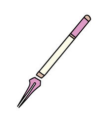 Minimalist fountain pen clipart in watercolor vector style. A charming hand-drawn illustration featuring a pink fountain pen, shown on a clean white background.