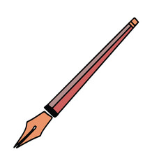 Minimalist fountain pen clipart in watercolor vector style. A charming hand-drawn illustration featuring a brown fountain pen, shown on a clean white background.