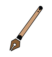 Minimalist fountain pen clipart in watercolor vector style. A charming hand-drawn illustration featuring a brown fountain pen, shown on a clean white background.