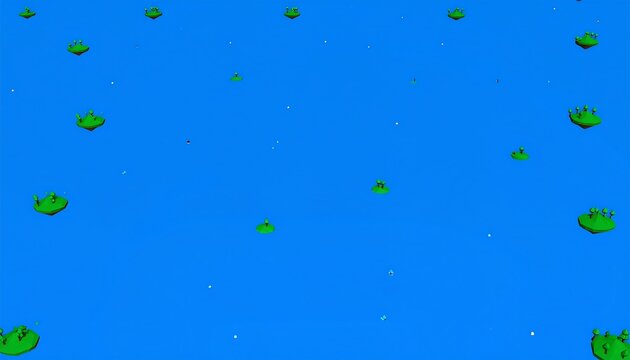 3D floating islands on a blue background