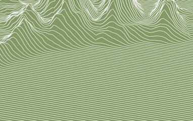 Minimalist Digital Topographic Map in Retro Green and White