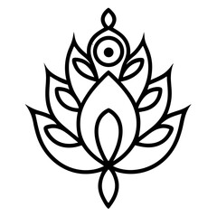 Abstract black tribal floral tattoo design with a decorative butterfly, leaf, and spider wing pattern icon and skull symbol elements