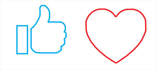 
Like and love icon button. Thumbs up and heart flat icon in modern speech bubble shapes , Social media notification icons. emoji post reactions set. Vector illustration