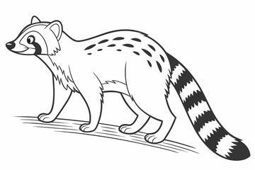 Fototapeta premium coloring page line art the genet black vector
