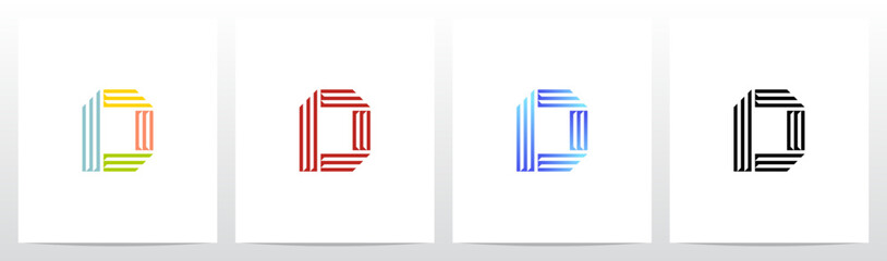 Retro Parallel Lines Letter Initial Alphabet Logo Design D