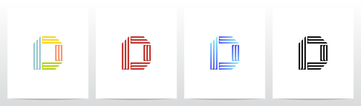 Retro Parallel Lines Letter Initial Alphabet Logo Design D