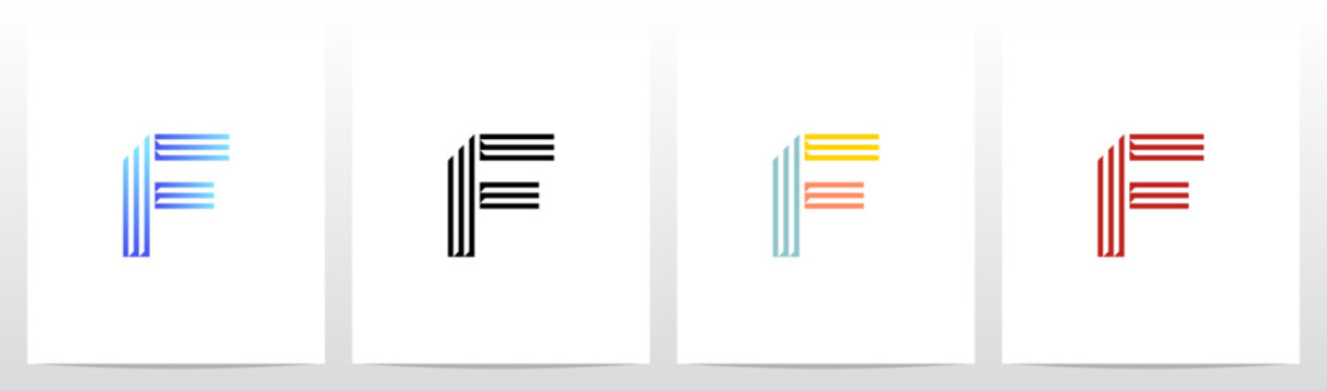 Retro Parallel Lines Letter Initial Alphabet Logo Design F