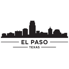 Fototapeta premium El Paso skyline horizontal banner. El Paso City, Texas. Vector template for your design. Vector black silhouette. with white background