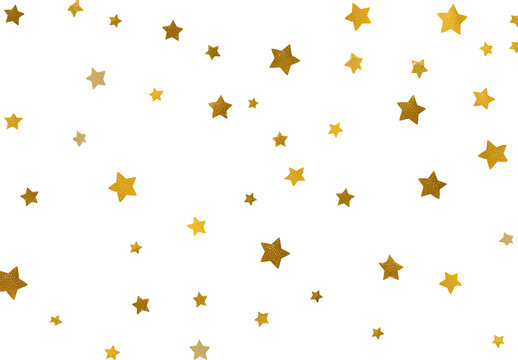 Gold stars confetti on black background