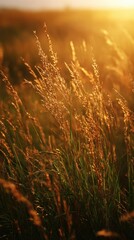 Golden grass field at sunset (2)