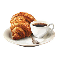 Croissant and coffee on a plate