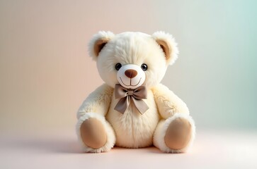 Tranquil Plush Teddy Bear Gift with Bow, Peaceful Memory Craft ai generated