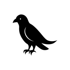 Obraz premium Black silhouette of a raven isolated on white background in simple style