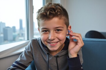 Confident Teen Boy with Hearing Aid – Inclusive Close-Up Portrait