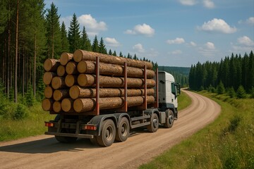 Logging Truck Transporting Timber 