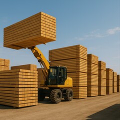  Stacked Lumber in Outdoor Yard