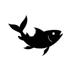 Fish silhouette or seafood flat icon for food apps and websites