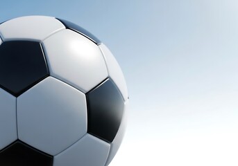 Close-up of a Classic Black and White Soccer Ball Against Sky football sport