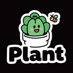 A cute and whimsical vector sticker illustration with the word 