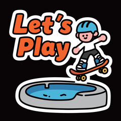 A playful vector sticker illustration with the phrase 