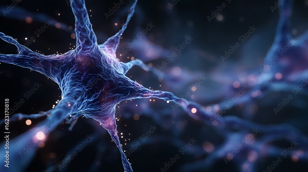 Poster intricate illustration of neurons in the brain, depicting the complexity of the nervous system