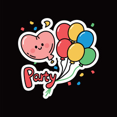 A festive vector sticker illustration with the word 