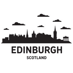 Obraz premium Edinburgh skyline horizontal banner. Edinburgh City, Scotland. Vector template for your design. Vector black silhouette. with white background