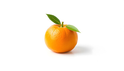 Single Fresh Orange Fruit with Leaves; Vibrant, Healthy Food Image