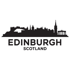 Obraz premium Edinburgh skyline horizontal banner. Edinburgh City, Scotland. Vector template for your design. Vector black silhouette. with white background