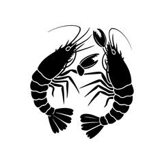Obraz premium Shirmp prawn silhouette vector illustration on white background