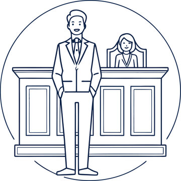 courtroom scene with lawyer and judge clip art preview