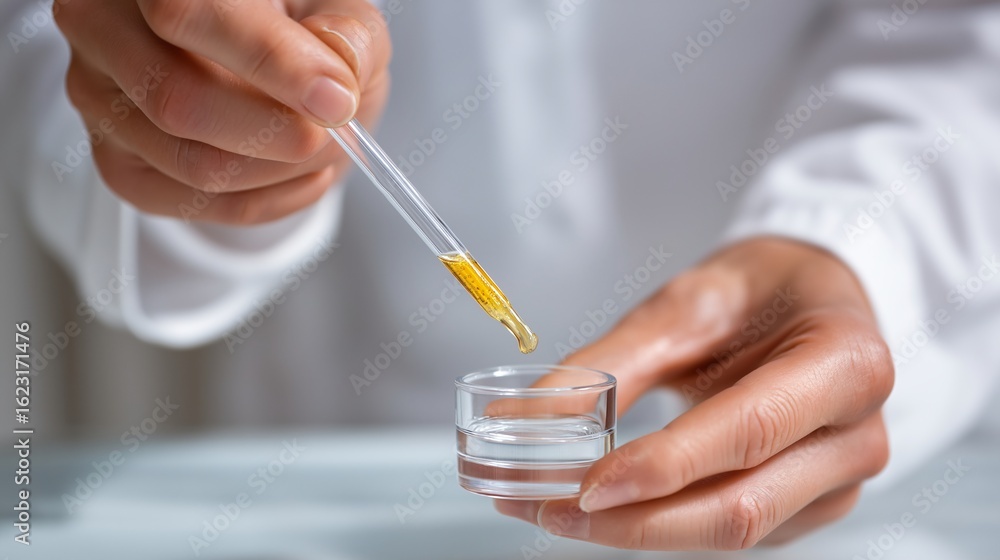 Aufkleber a scientist carefully works in the laboratory. they are working with a pipette to study. this image 
