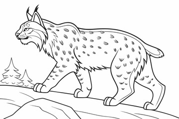 coloring page line art the bobcat black vector