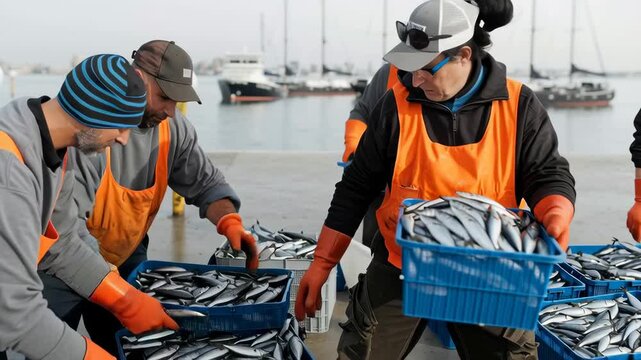 A person holding a basket filled with freshly caught fish.