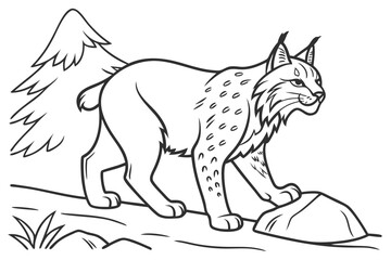coloring page line art the bobcat black vector