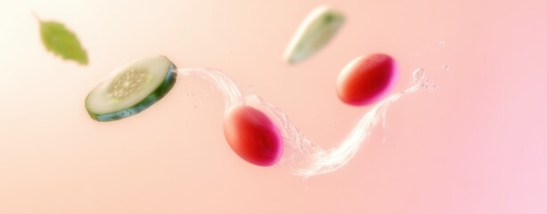 Fresh vegetables splashing in vibrant colors.