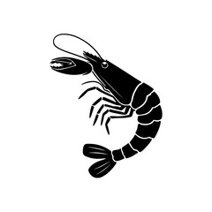 Shirmp prawn silhouette vector illustration on white background