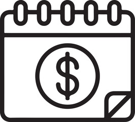 Financial calendar icon with dollar symbol and torn page corner