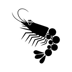 Shirmp prawn silhouette vector illustration on white background