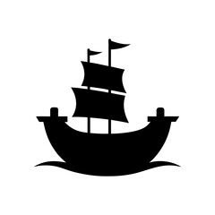 Silhouette of pirate ship sailing the ocean perfect for adventure or nautical themes
